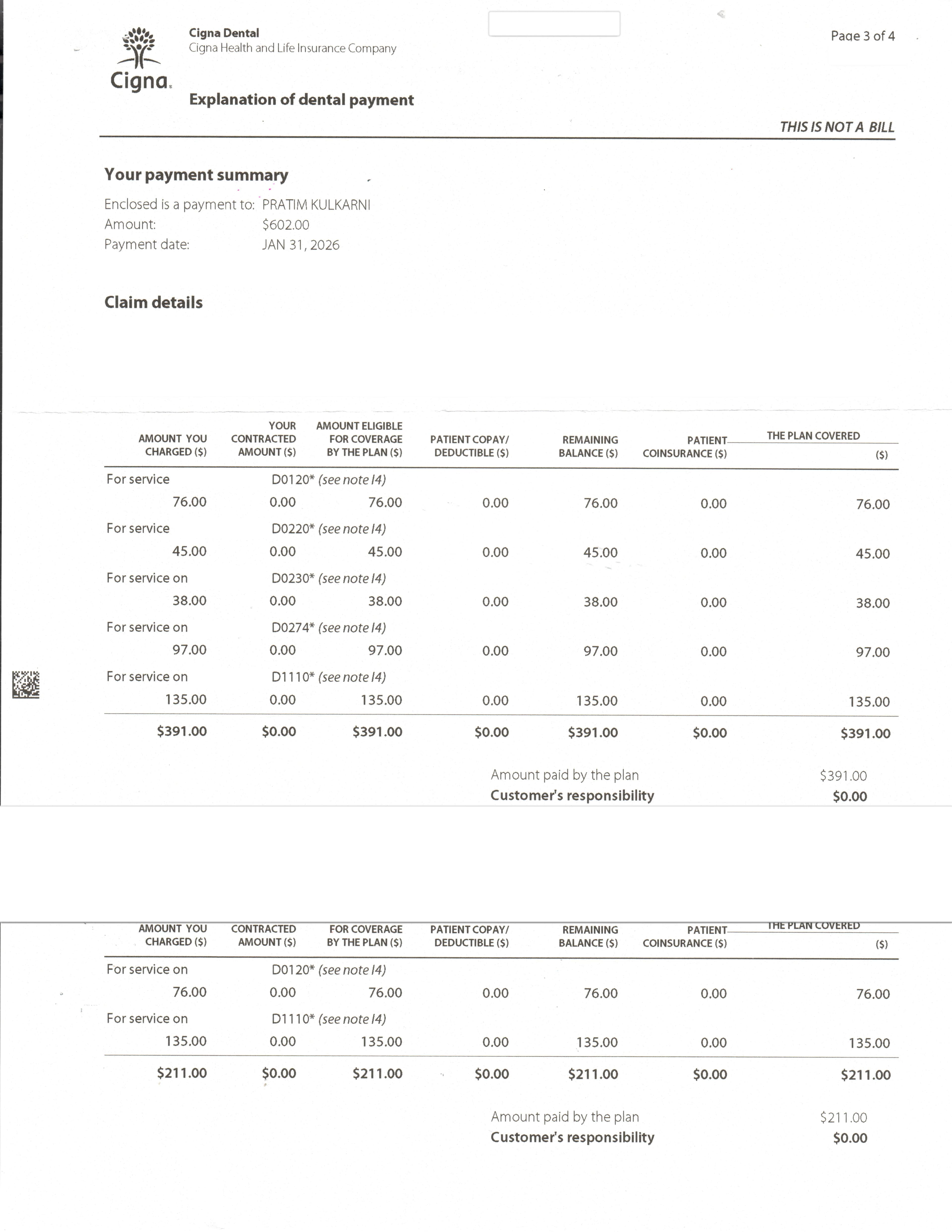 Dental insurance explanation of benefits